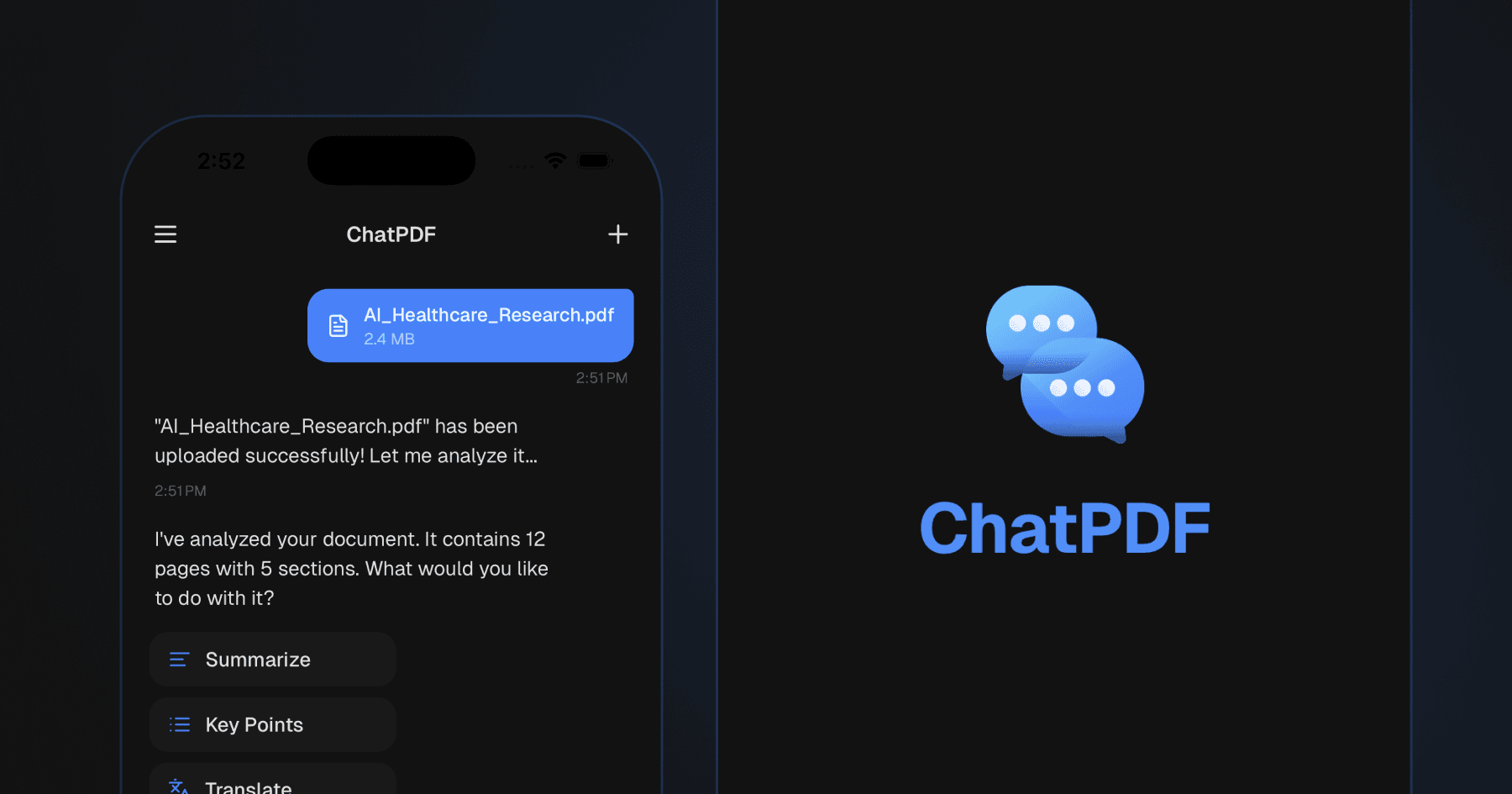 Chat with PDF - React Native app template preview