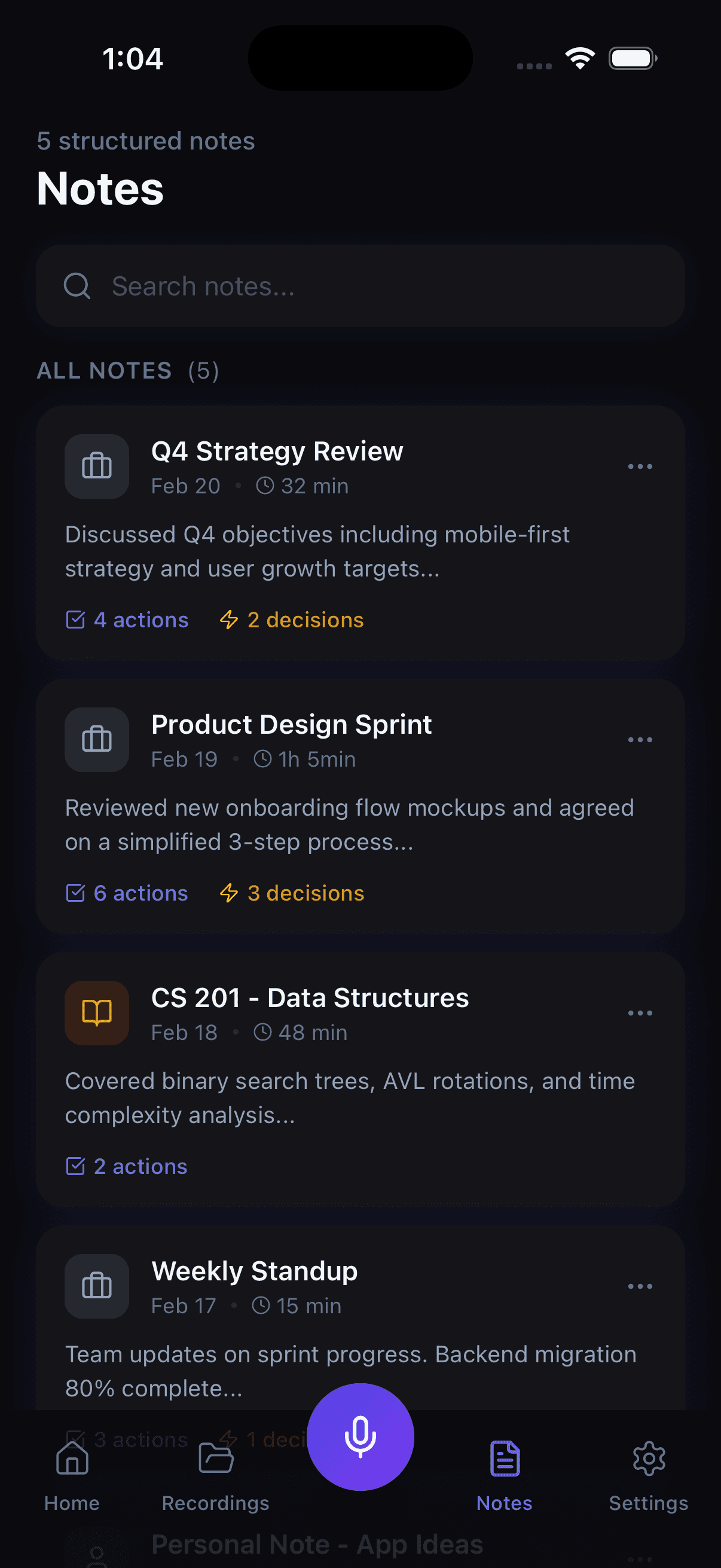 Notes — AI Voice Notes