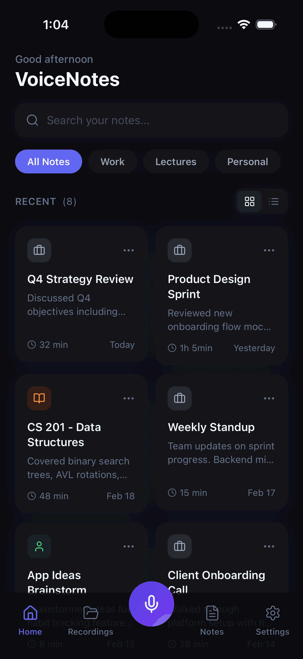 Home — AI Voice Notes
