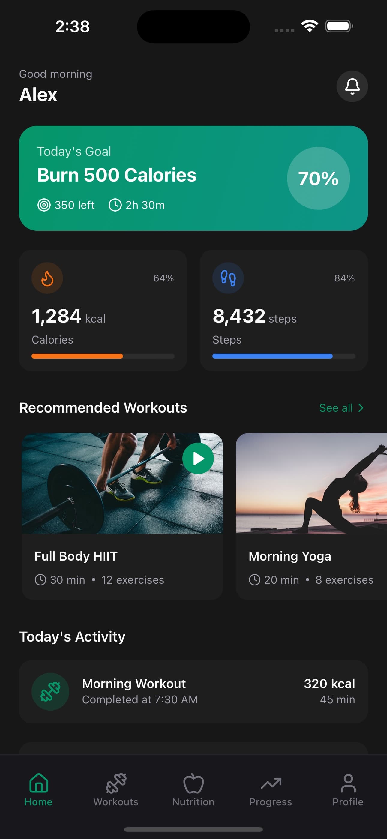 Dashboard — Fitness App