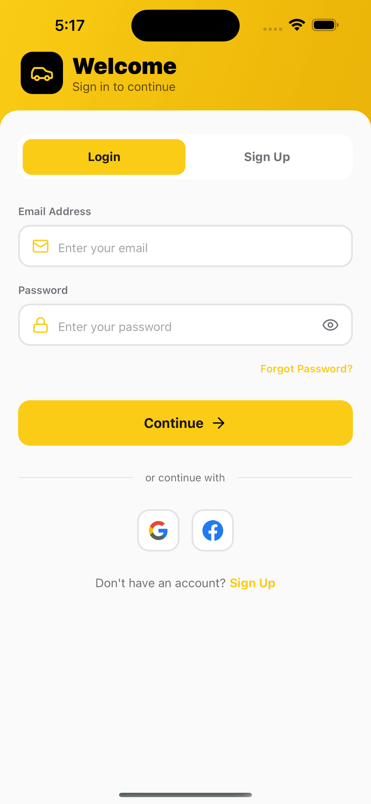 Login — Taxi Booking App