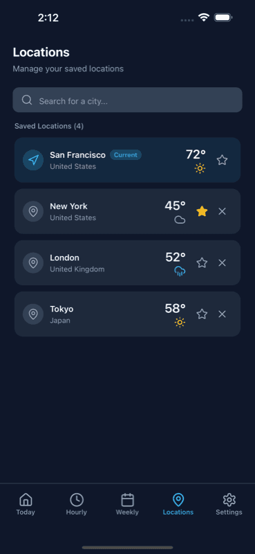 Locations — Weather App