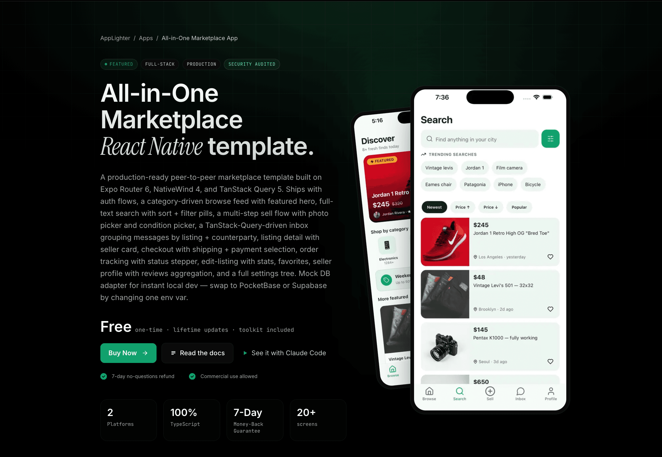 All-in-One Marketplace App — React Native app template preview