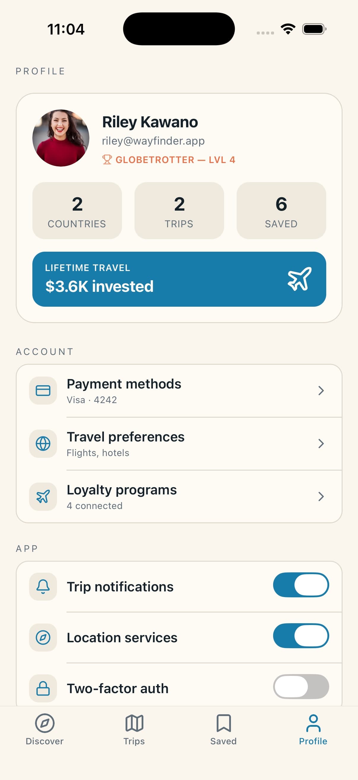 User Profile — AI Travel Planner