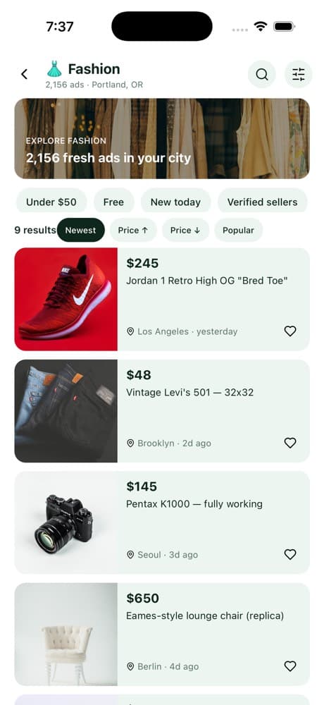 Fashion Listings — All-in-One Marketplace App