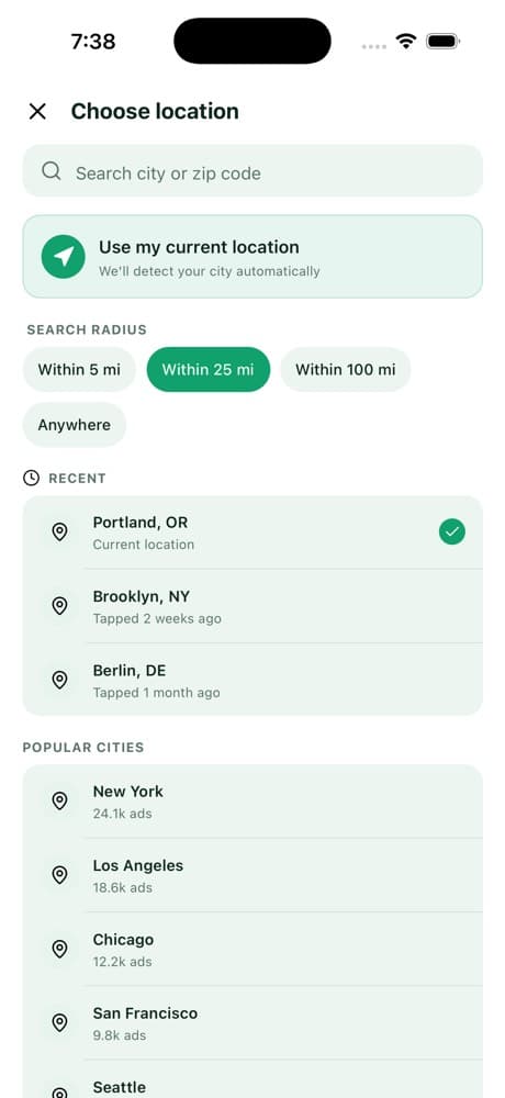 Choose Location — All-in-One Marketplace App