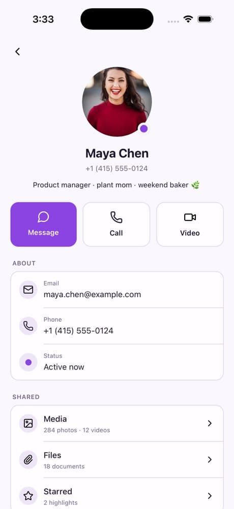 Contact Profile — Chat & Messaging App