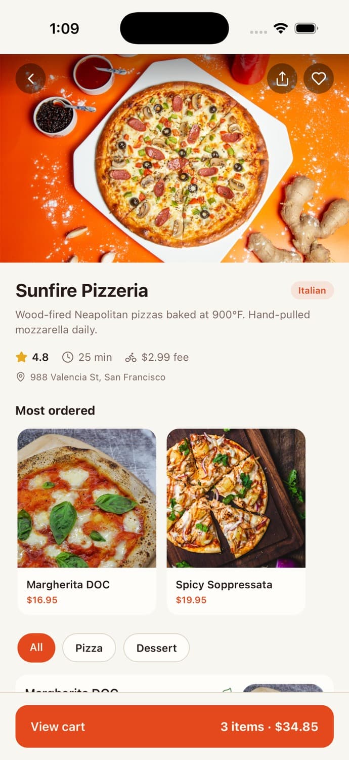 Restaurant Menu — Food Delivery App