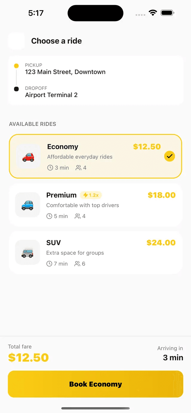 Choose a Ride — Full-Stack Starter Bundle