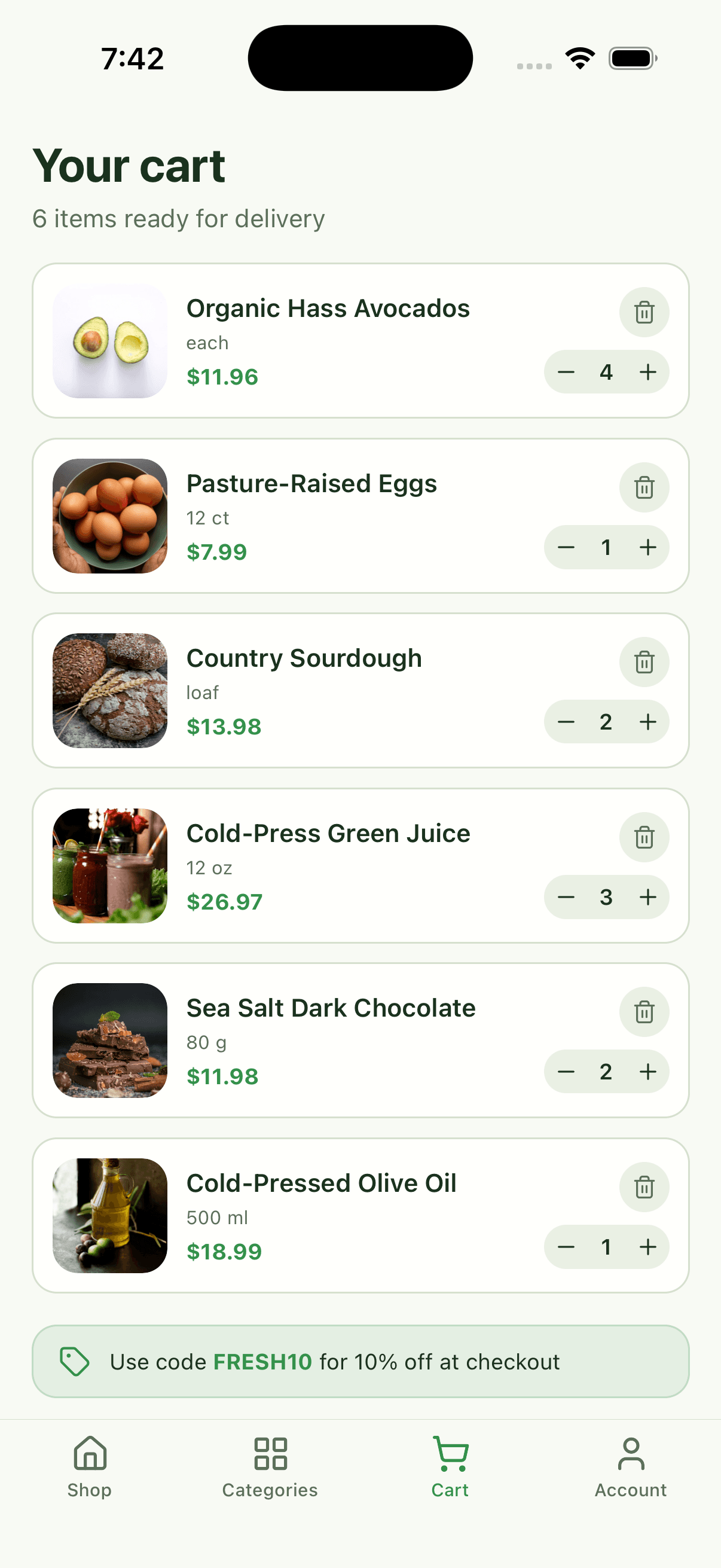 Shopping Cart — Grocery Delivery App