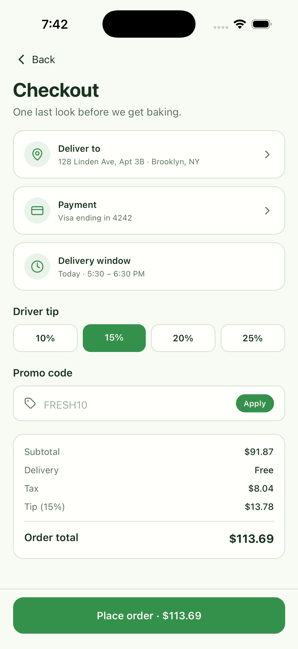 Checkout — Grocery Delivery App