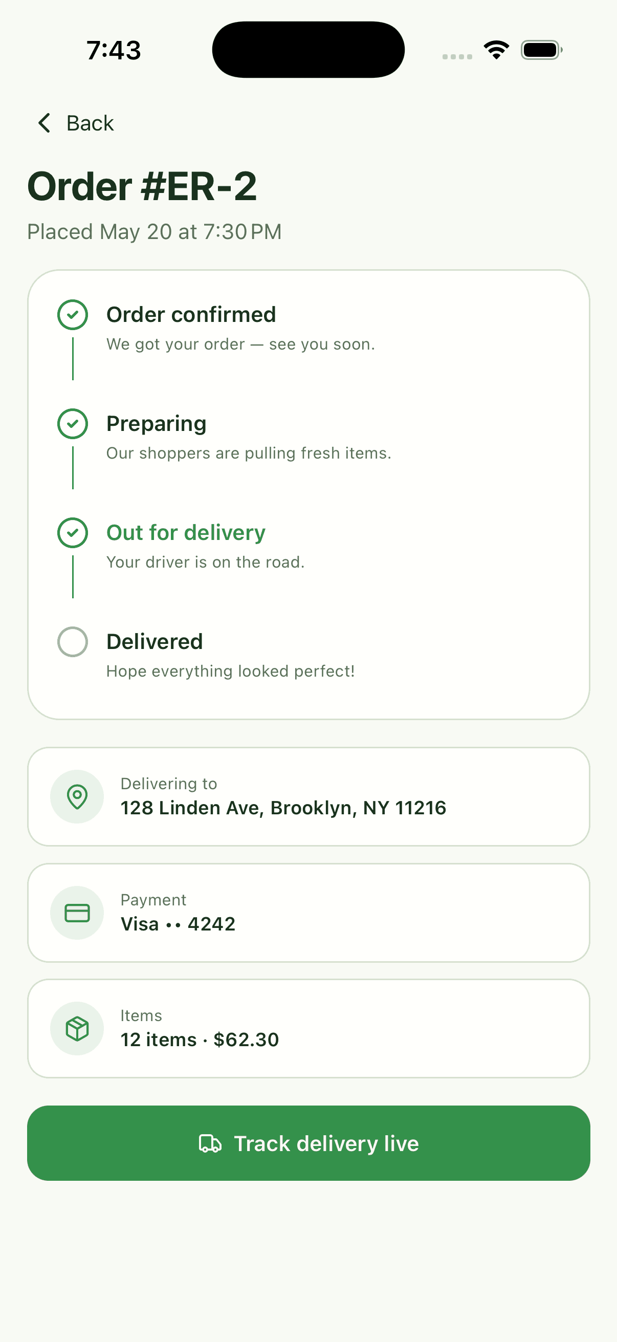 Order Tracking — Grocery Delivery App