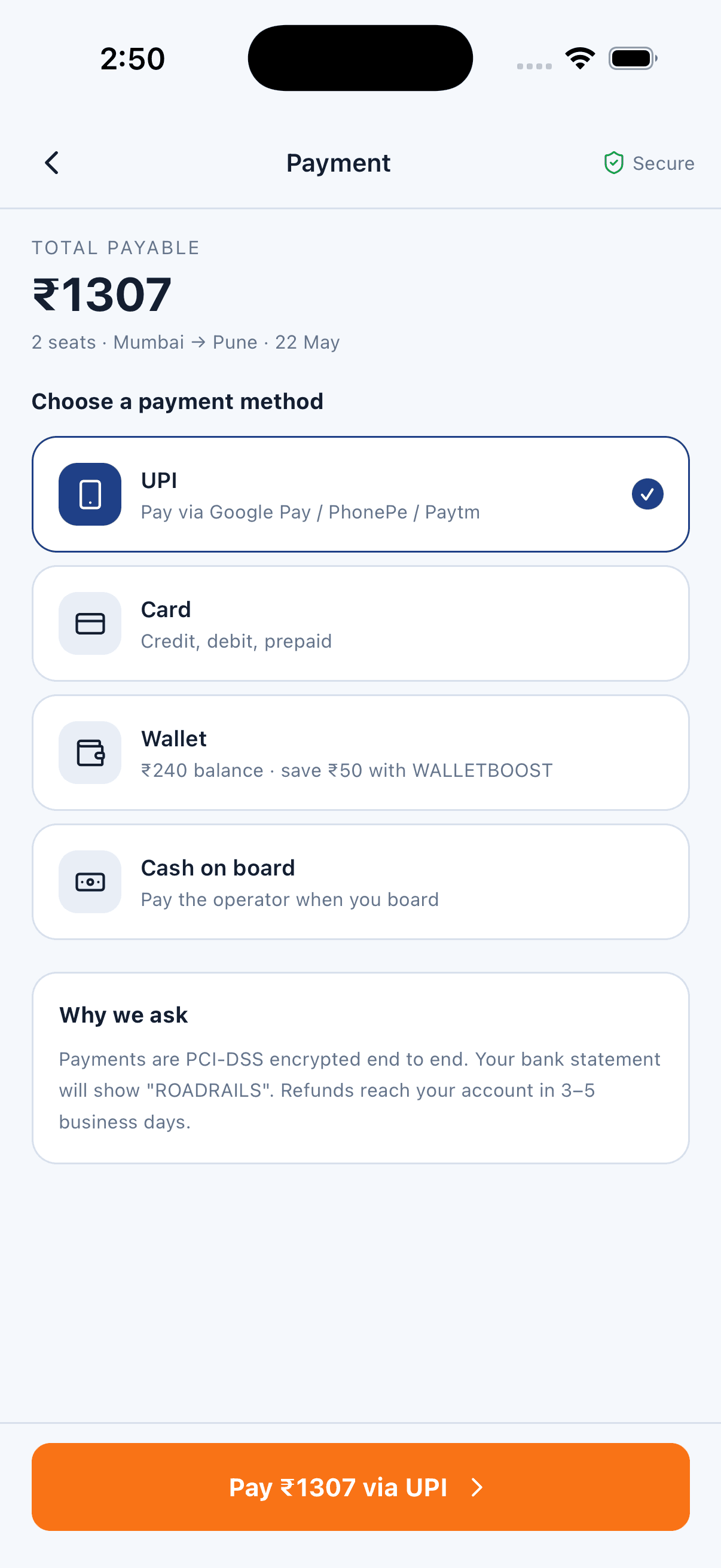 Payment — Bus Ticket Booking App
