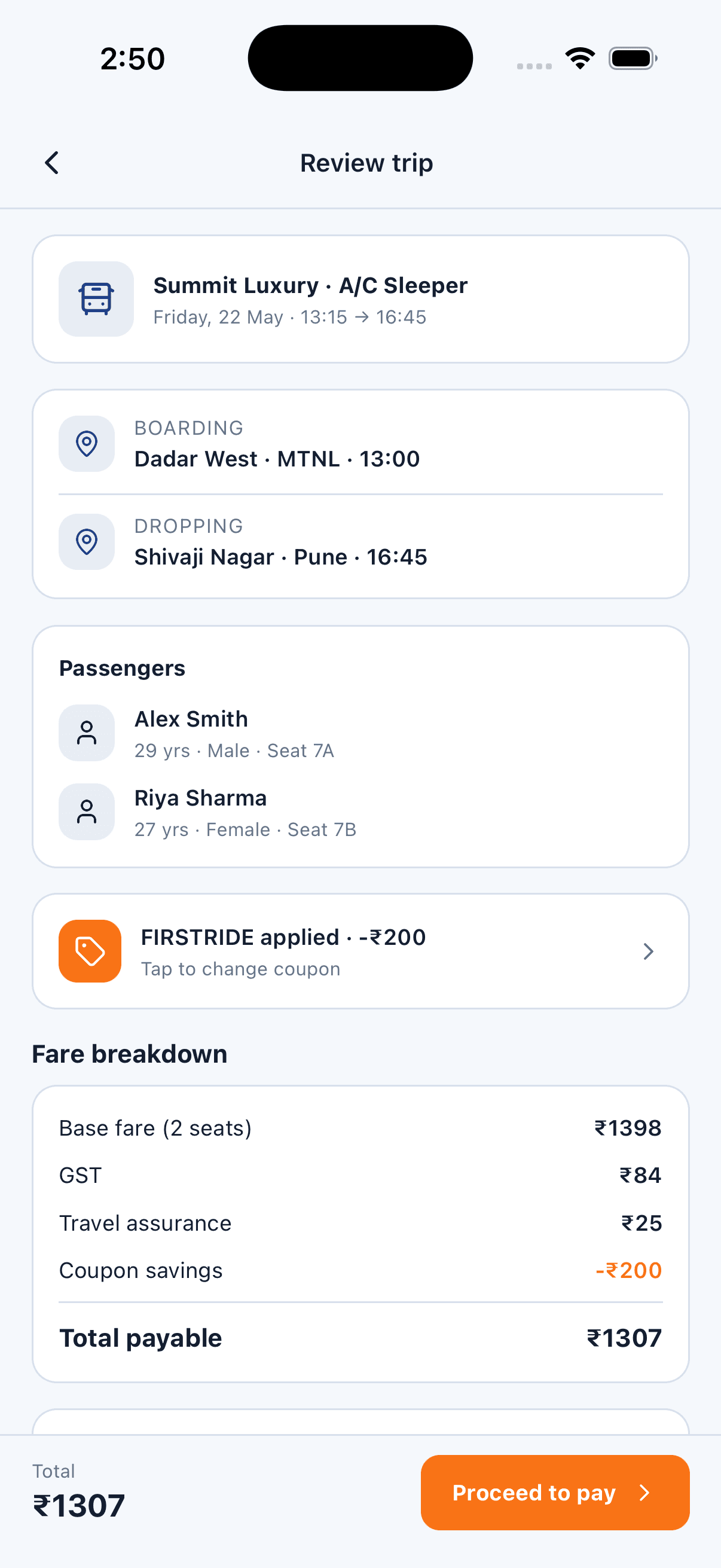 Review — Bus Ticket Booking App