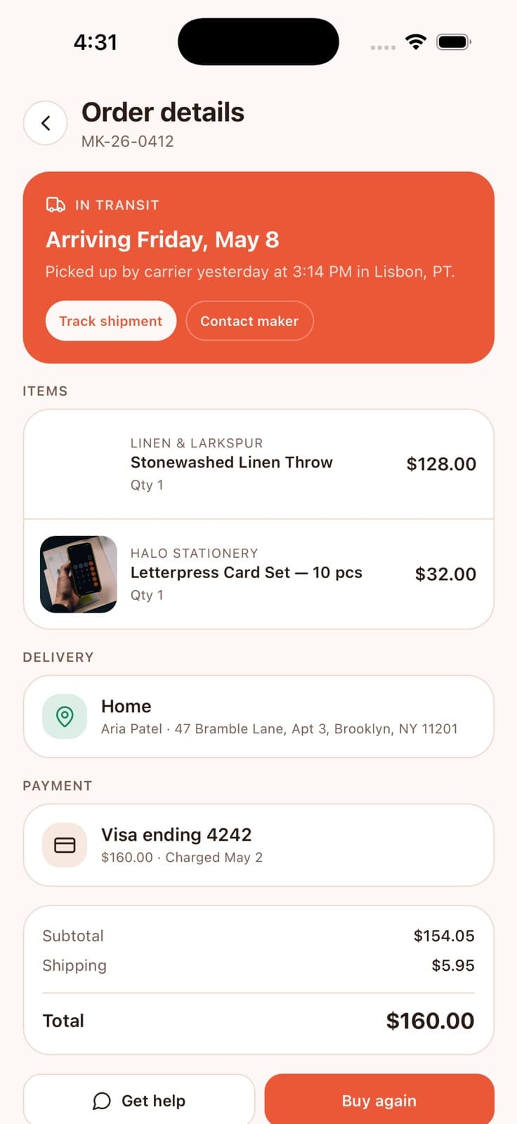 Order Details — Marketly