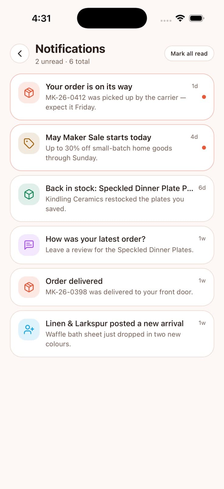 Notifications — Marketly