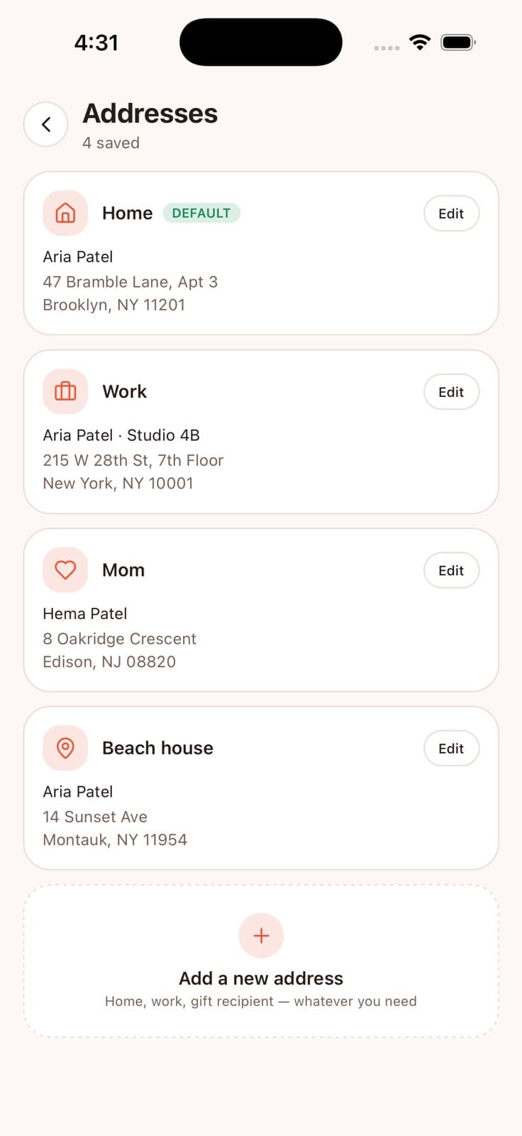 Addresses — Marketly