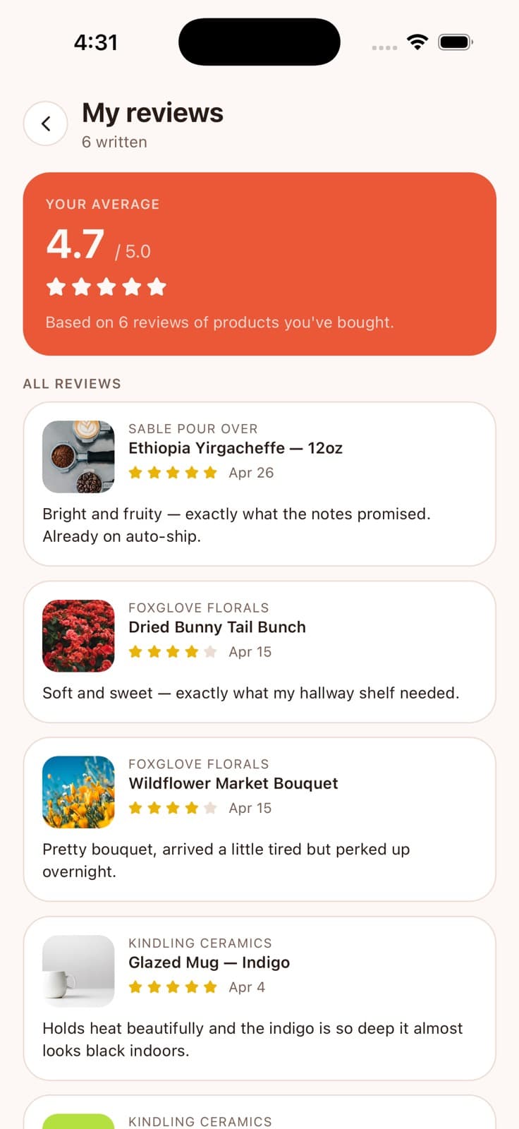 My Reviews — Marketly