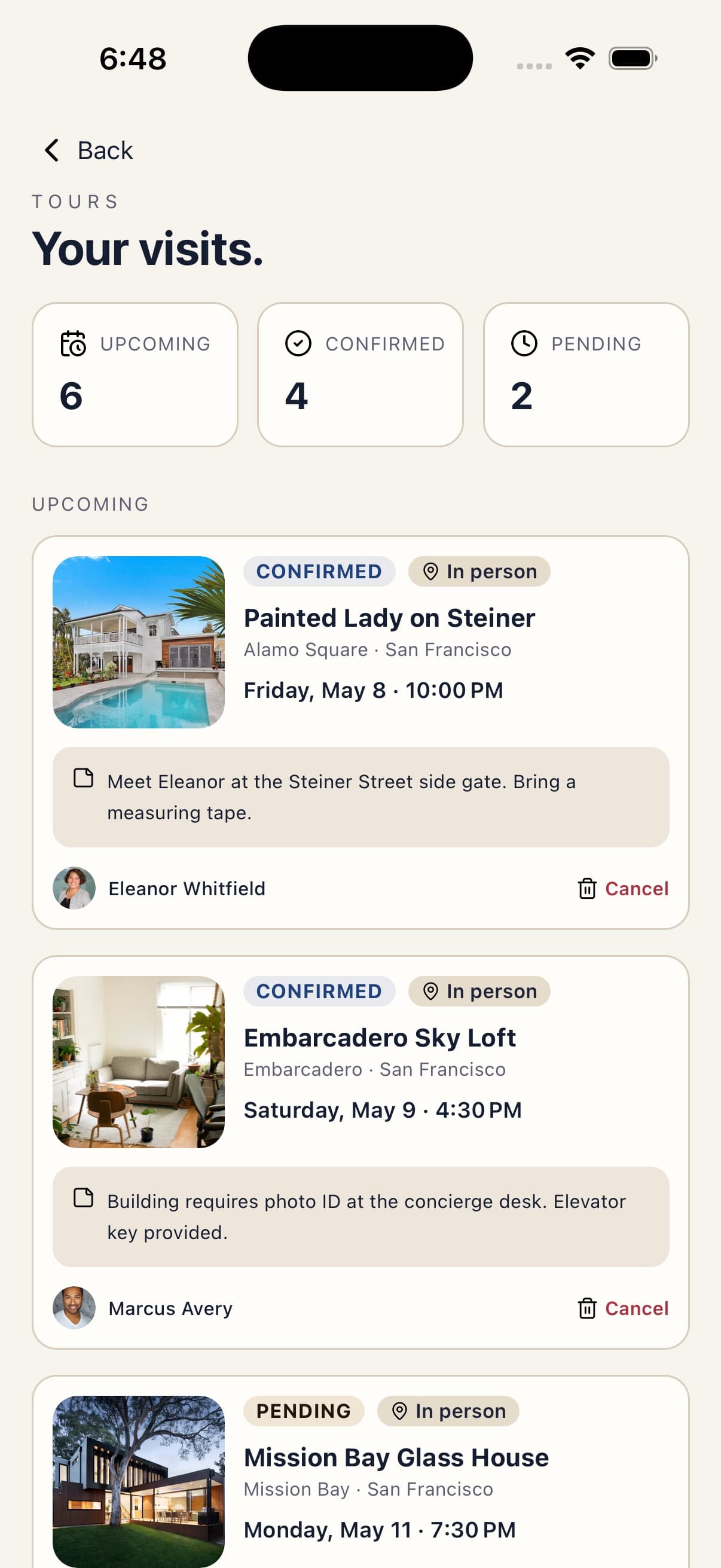Your Visits — Hearthstone — Real Estate Listings