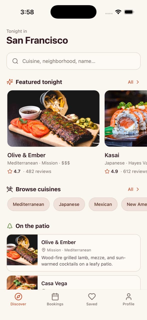 Restaurant Reservation App hero preview