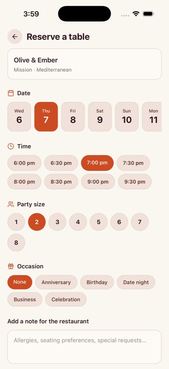 Table Reservation — Restaurant Reservation App