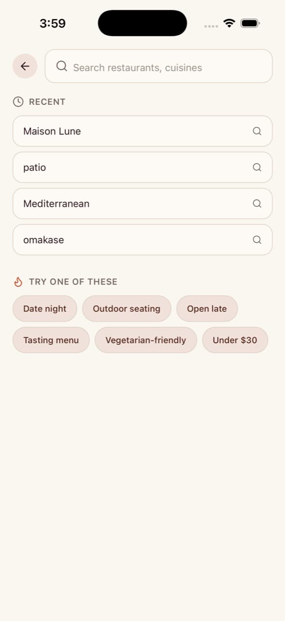 Search Restaurants — Restaurant Reservation App