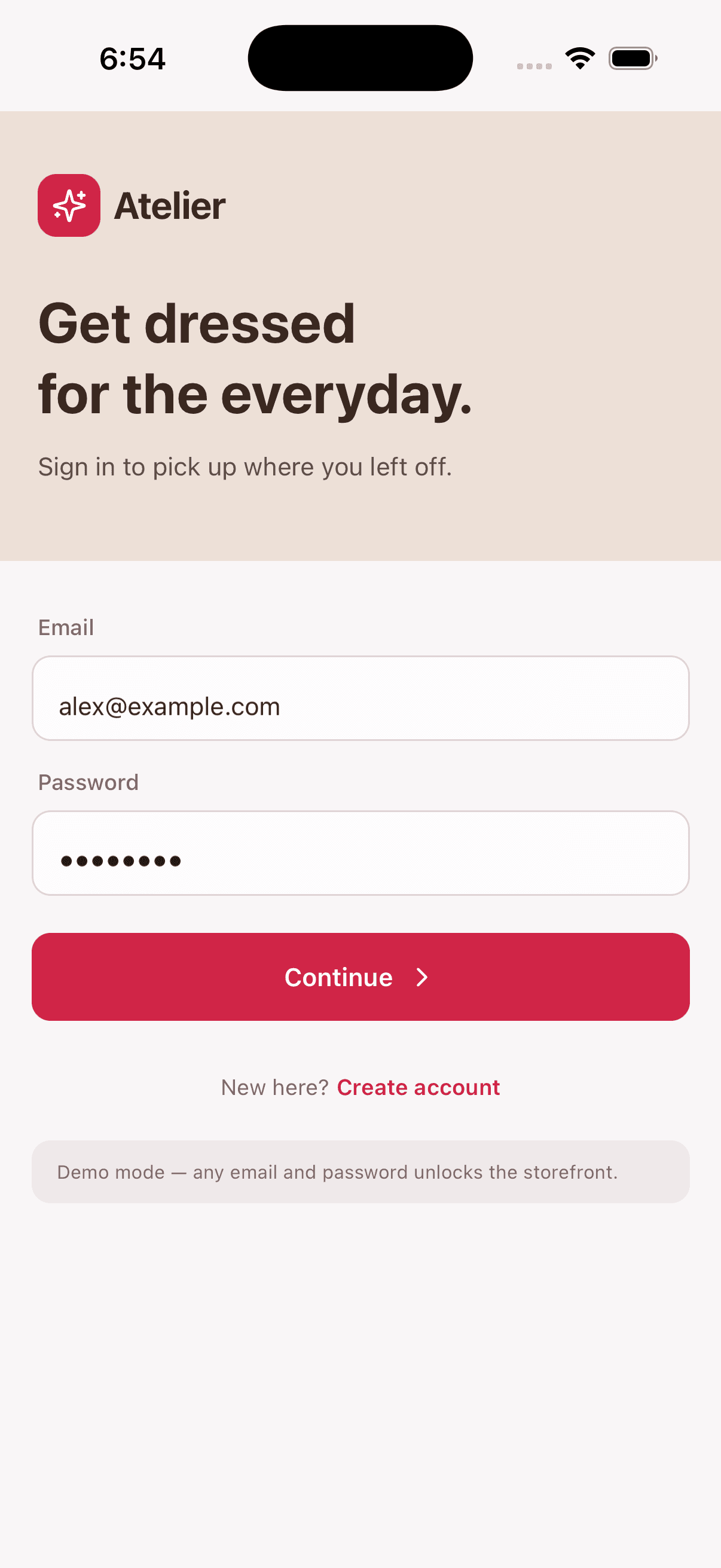 Sign In — Fashion Store App
