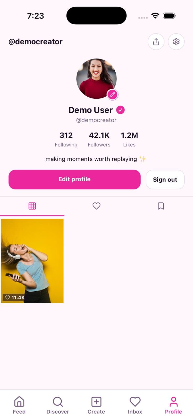 User Profile — Short Video Social App