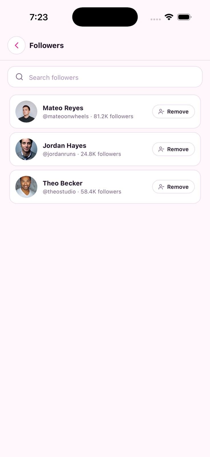 Followers List — Short Video Social App
