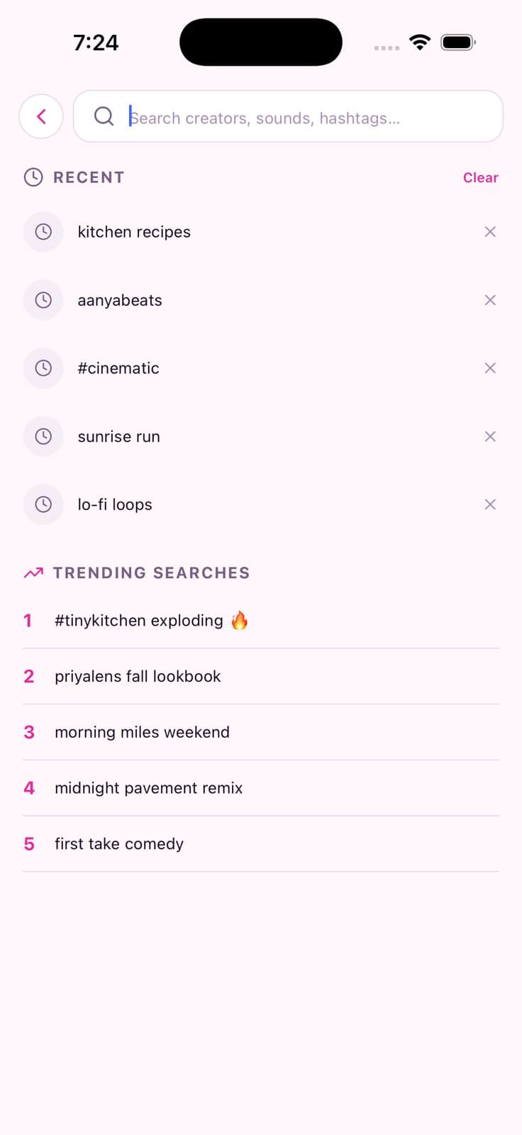 Search History — Short Video Social App