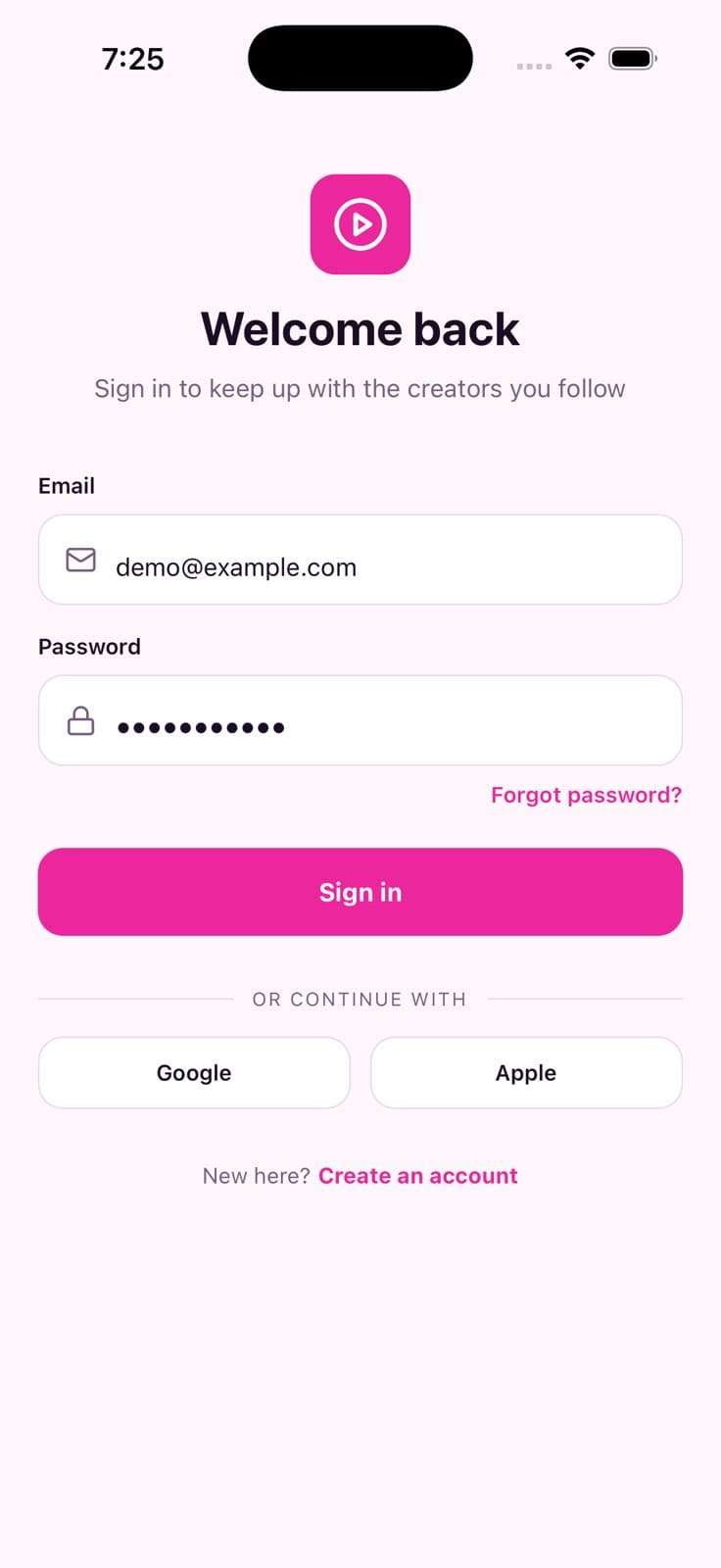 Sign In — Short Video Social App