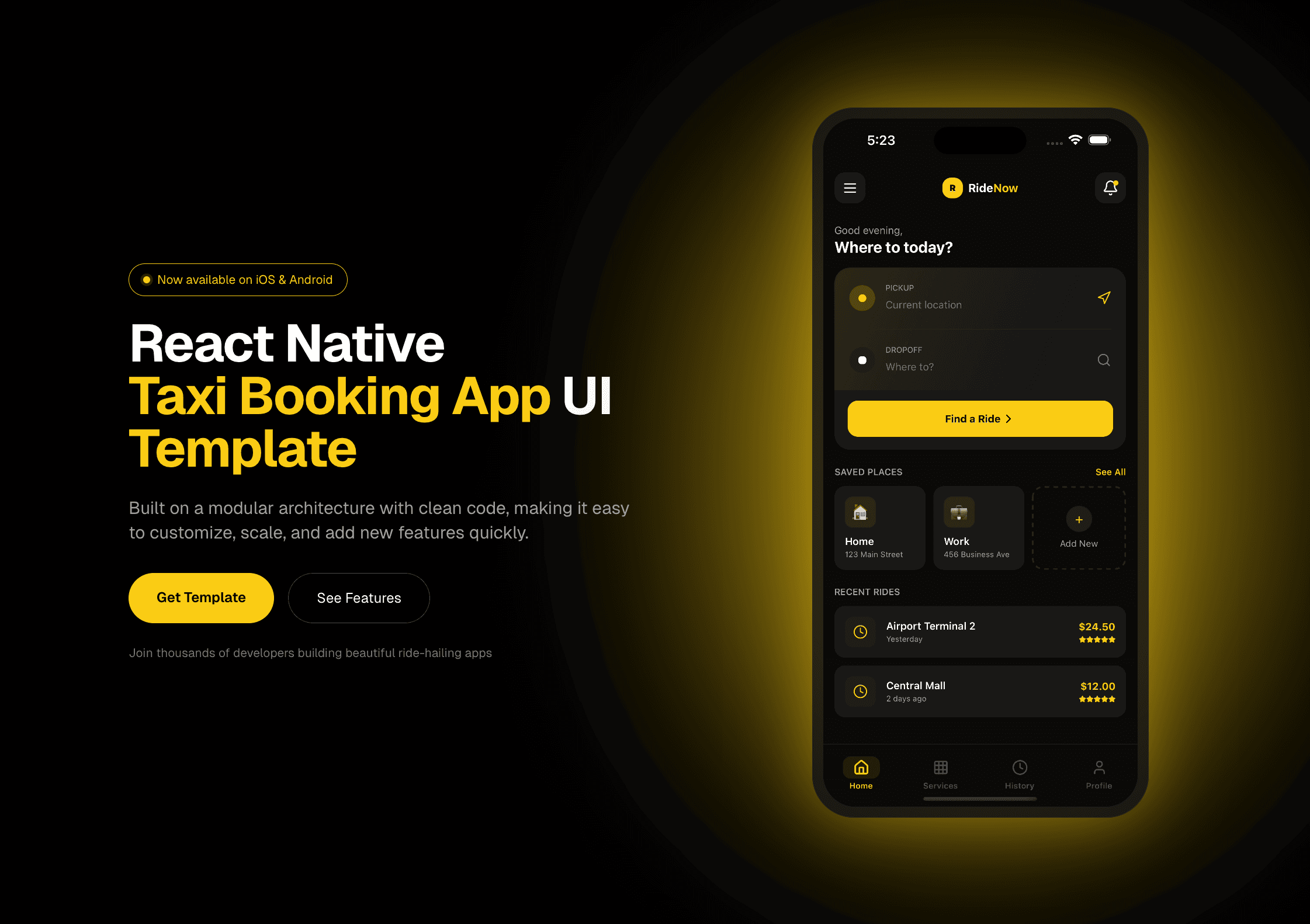 Taxi Booking App - React Native app template preview