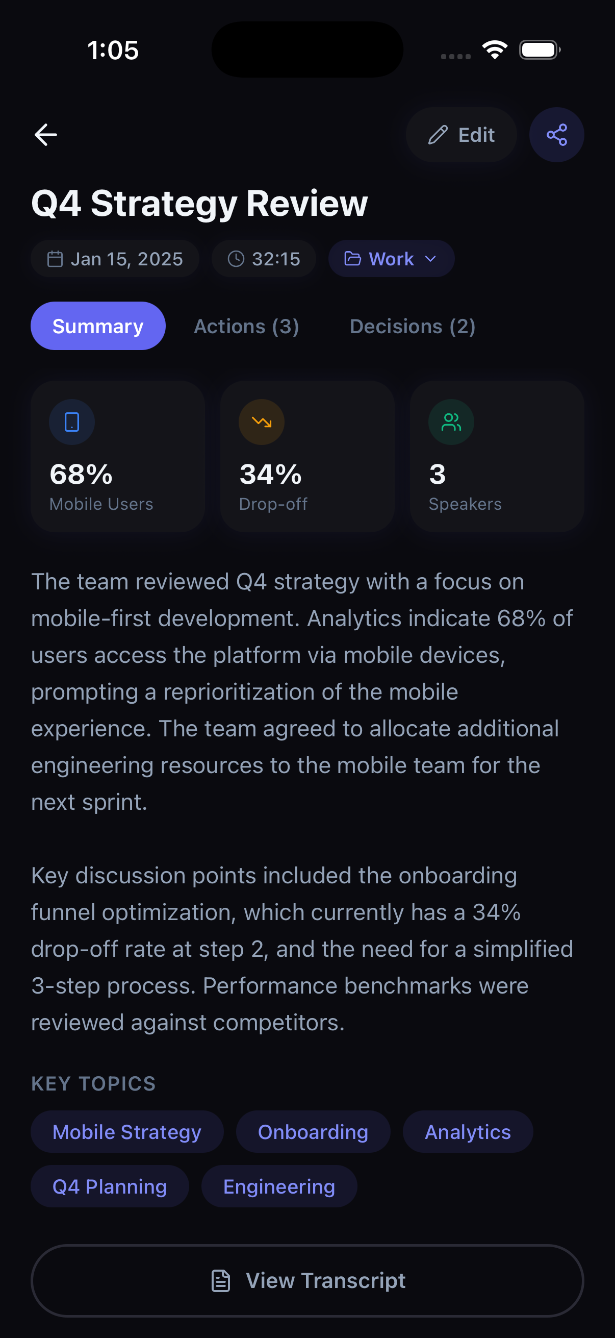 AI Notes screenshot of AI Voice Notes