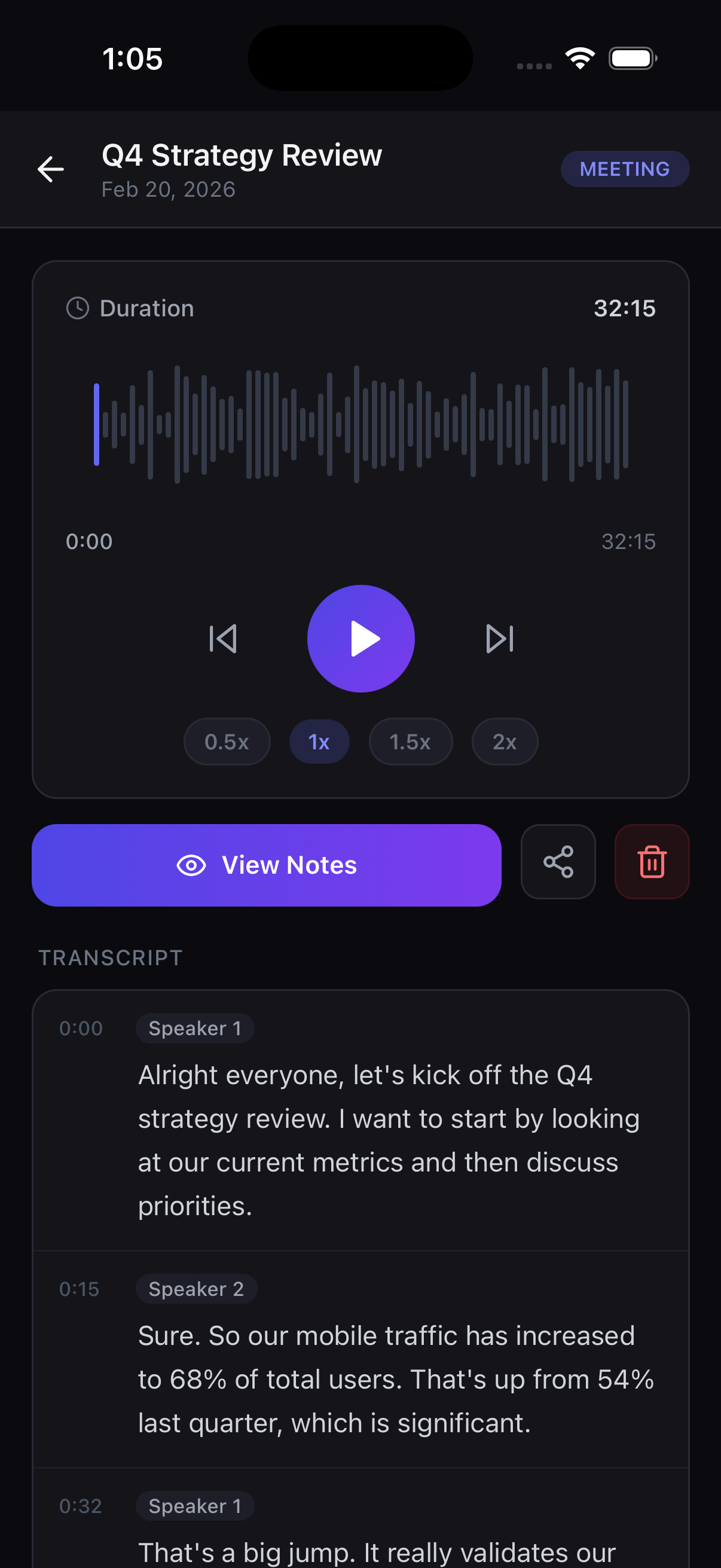AI Recording screenshot of AI Voice Notes