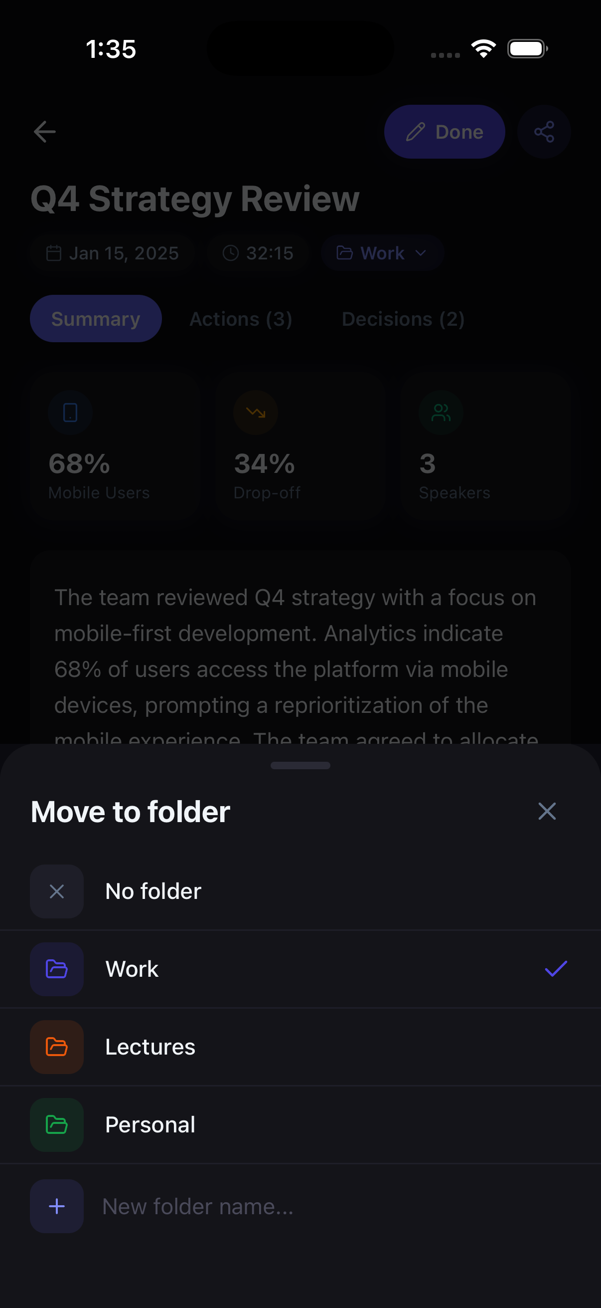 Edit Notes screenshot of AI Voice Notes