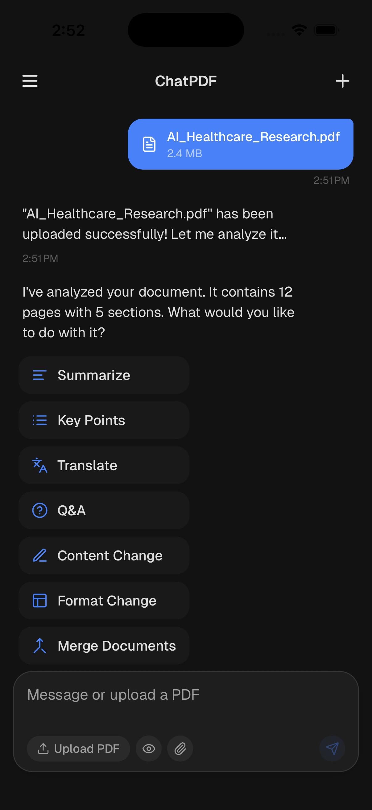 Chat screenshot of Chat with PDF